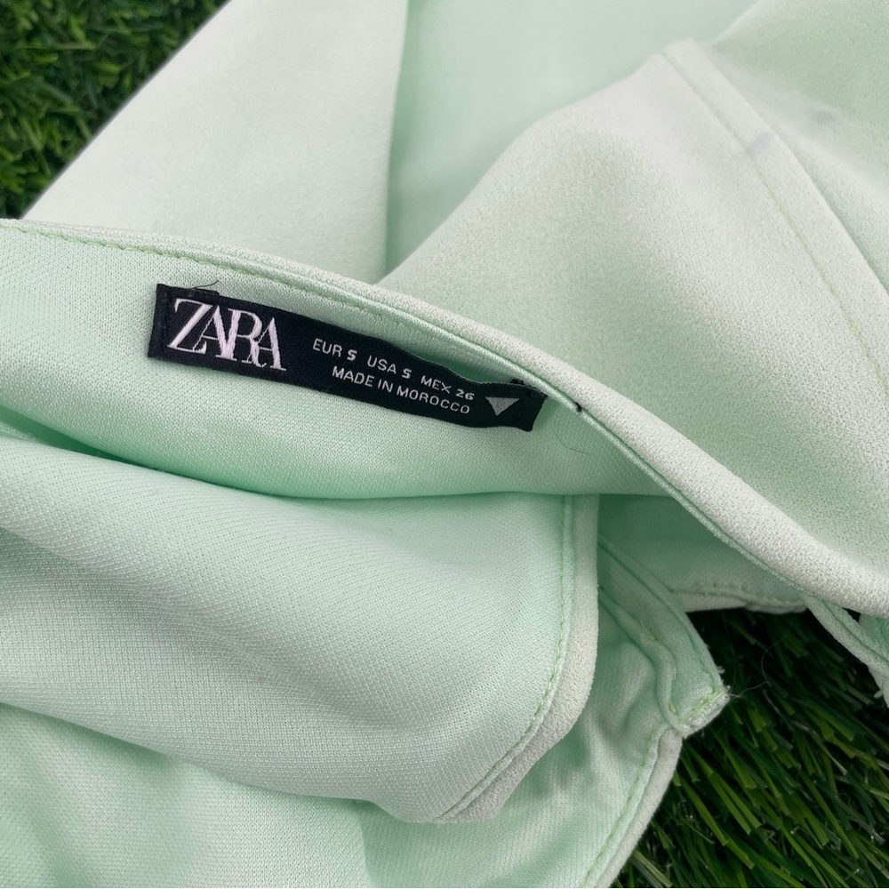 ZARA Poplin Mint Green Corset Cropped Tank Top - Picture 7 of 7